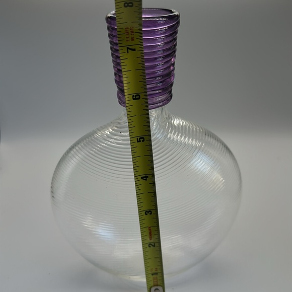 Studio PARAN Richard Jones Optic Twist Flask Glass Vase purple and clear Signed - Picture 8 of 12